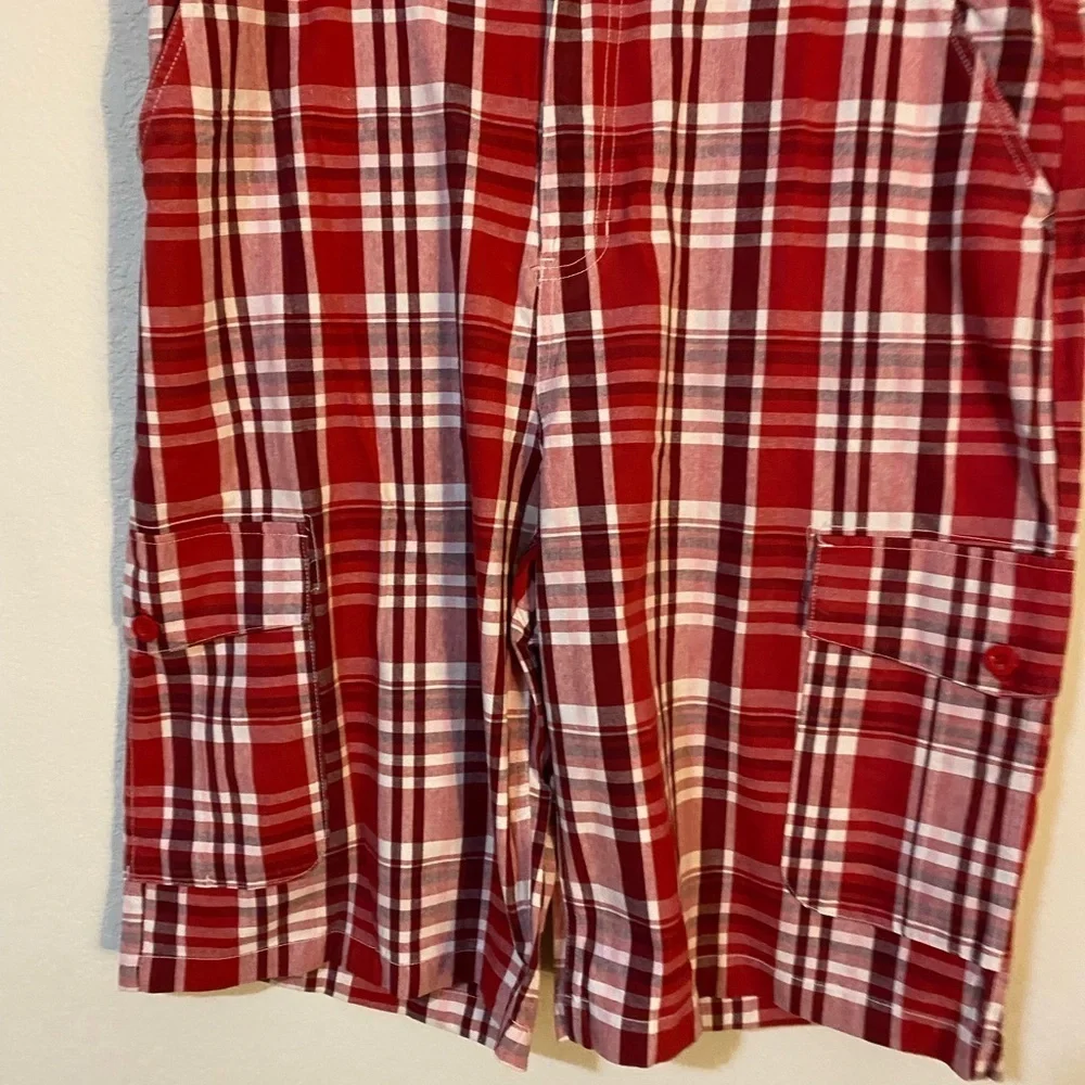 Southpole Y2K  Retro Red Plaid Bermuda Cargo Streetwear HipHop Shorts Size 40